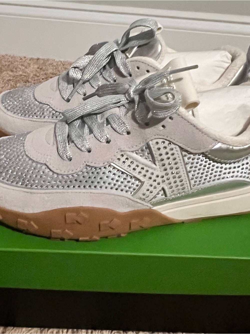 kate spade Silver and White Athletic Sneakers